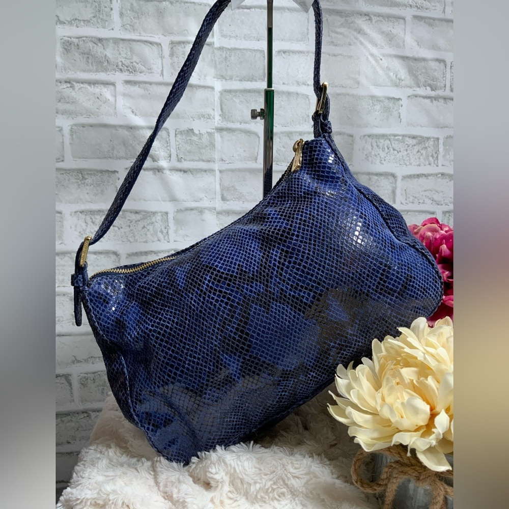 Michael Kors Blue Snakeskin Shoulder Bag